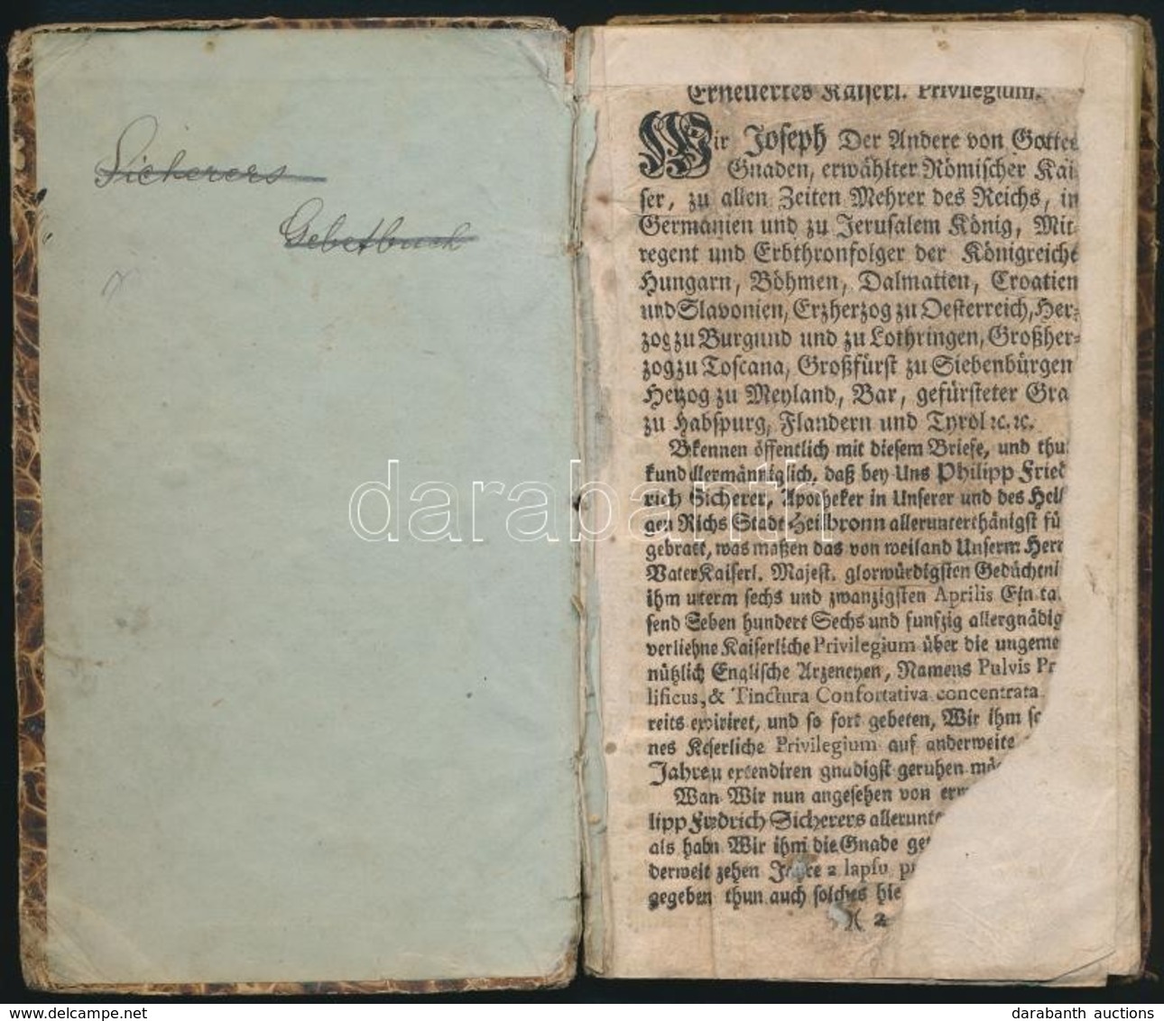 Cca 1766 Philipp Friedrich Sicherer Heilbronni Patikus Brosúrája, Bizonyos Angliai Gyógyszerek Hatásairól. Hn.,én., Kn., - Non Classés