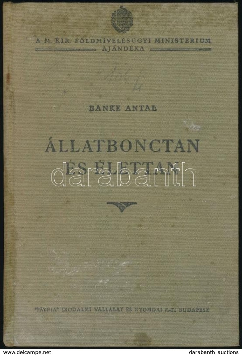 Banke Antal: Állatbonctan és élettan. Szombathely, 1928, Dunántúl Nyomdavállalat Rt., 92 P. Kiadói Foltos Egészvászon-kö - Zonder Classificatie