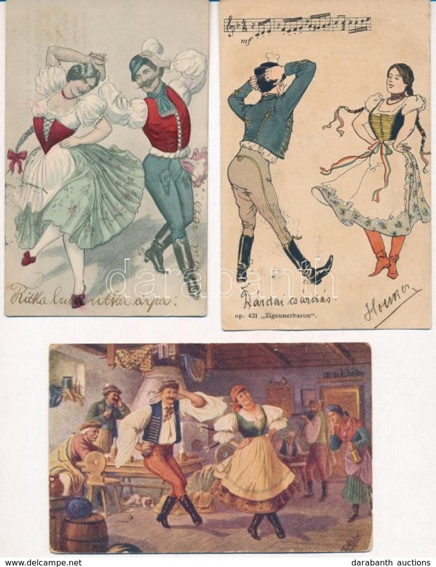 * 7 Db Régi Magyar Folklór és Népviseletes Motívumlap, Közte Egy 1898-as Litho Lap / 7 Pre-1945 Hungarian Folklore And T - Non Classés