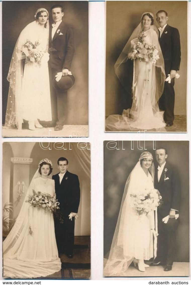 ** * 6 Db RÉGI Esküfői Fotó Képeslap / 6 Pre-1945 Wedding Photo Postcards - Zonder Classificatie