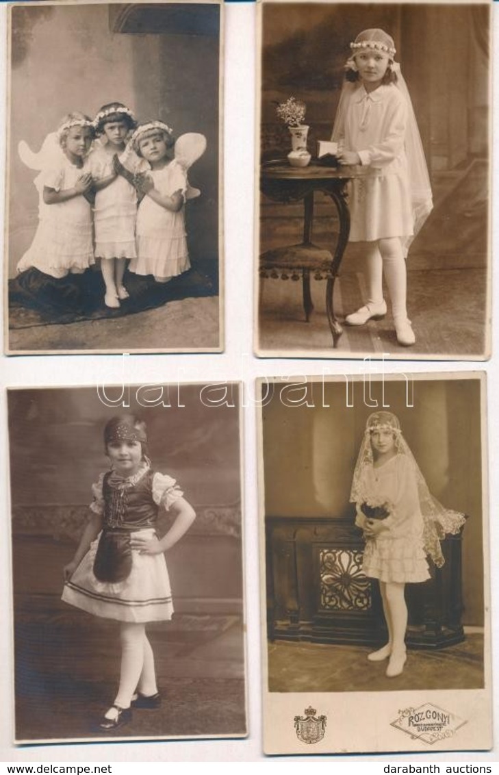 ** * 4 Db RÉGI Fotó Képeslap Kislányokról / 4 Pre-1945 Photo Postcards With Girls - Non Classés