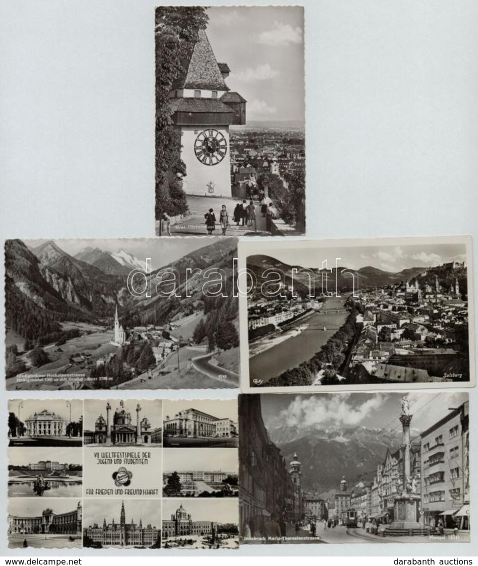 ** * 50 Db MODERN Fekete-fehér Külföldi Városképes Lap / 50 Modern Black And White European Town-view Postcards - Non Classés