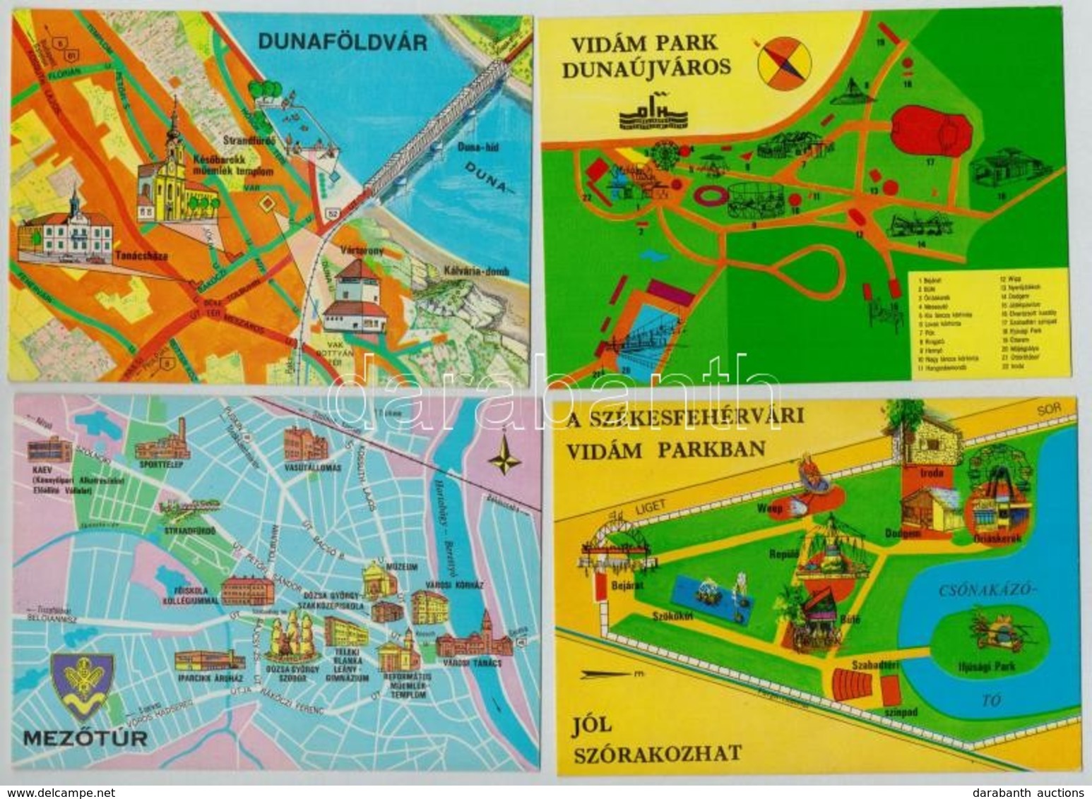 ** 10 Db MODERN Magyar Városok Térképe / 10 Modern Hungarian Map Motive Postcards - Unclassified