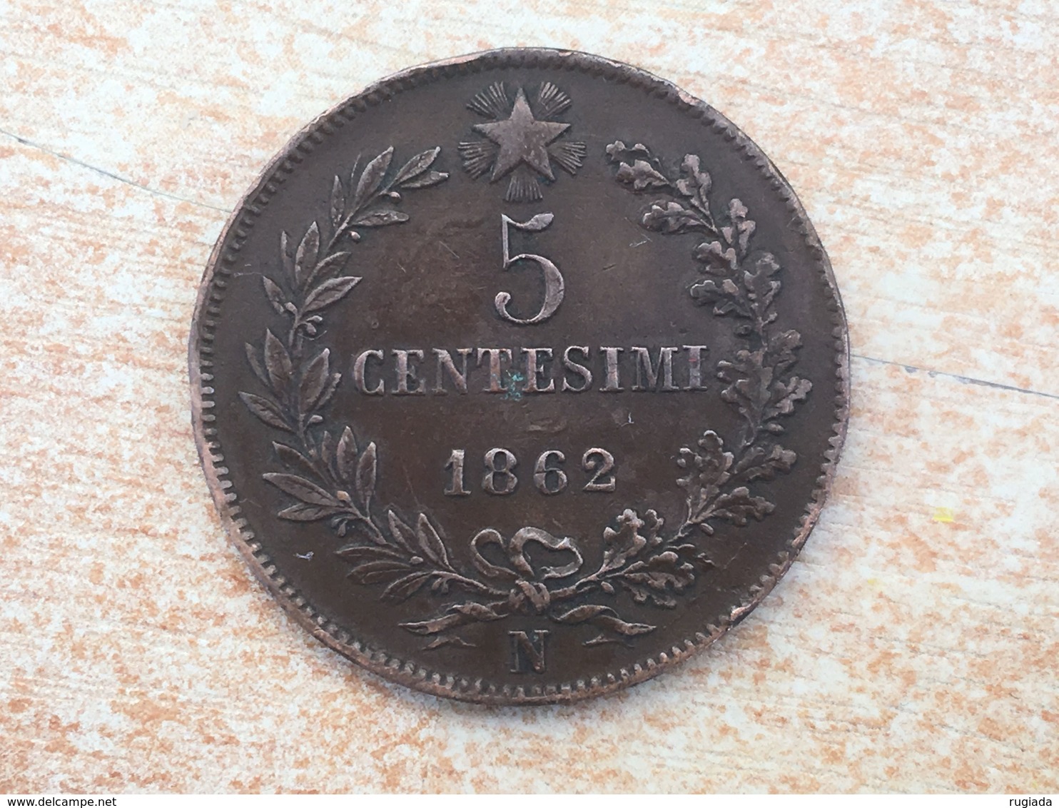 1862 N Italy 5 Centesimi Coin, Good Detail, Scarce Date/mark - 1861-1878 : Victor Emmanuel II