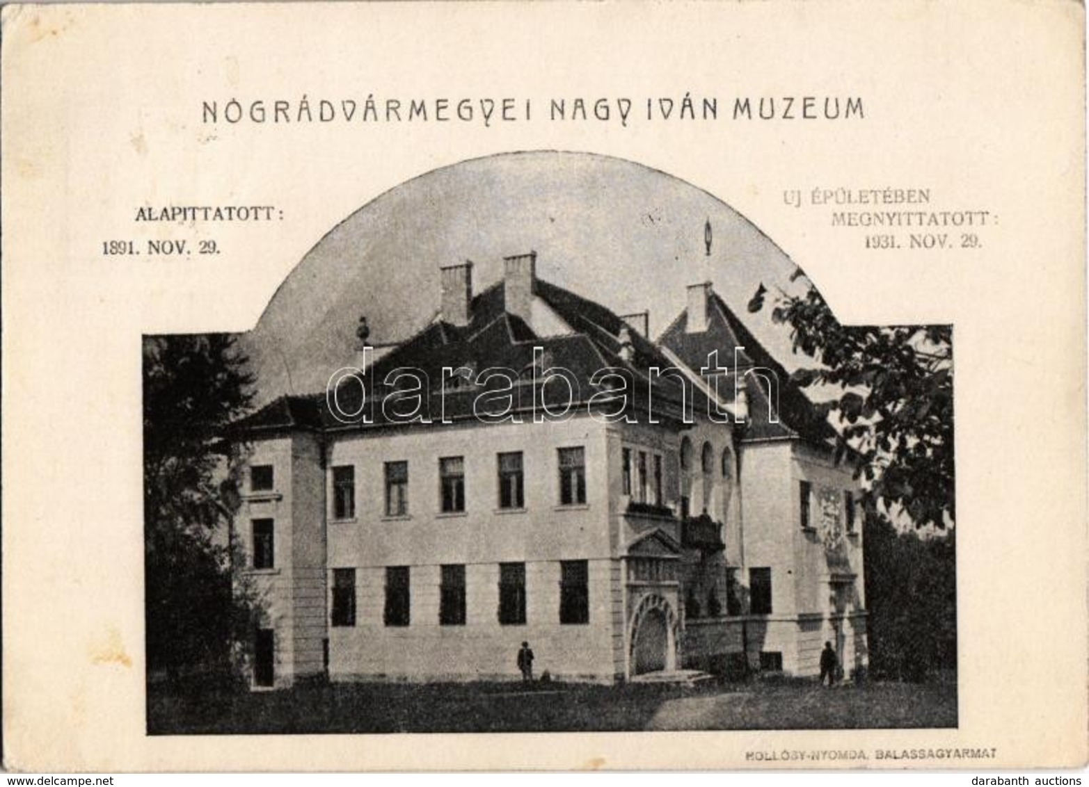 T2/T3 1933 Balassagyarmat, Nógrád Vármegyei Nagy Iván Múzeum, Alapítva 1891-ben, új épületében Megnyitott 1931-ben. Holl - Unclassified