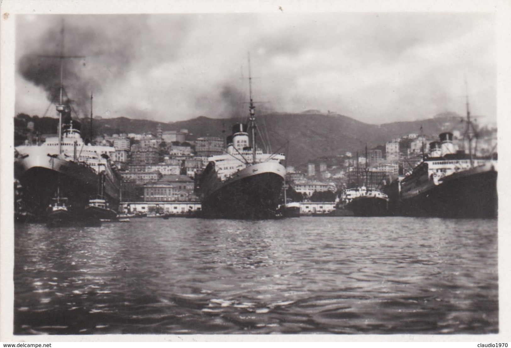 PICCOLA FOTO D' EPOCA - GENOVA - PORTOCOI TRE ESPRESSI REY - CONTE DI SAVOIA - AUGUSTUS - Genova