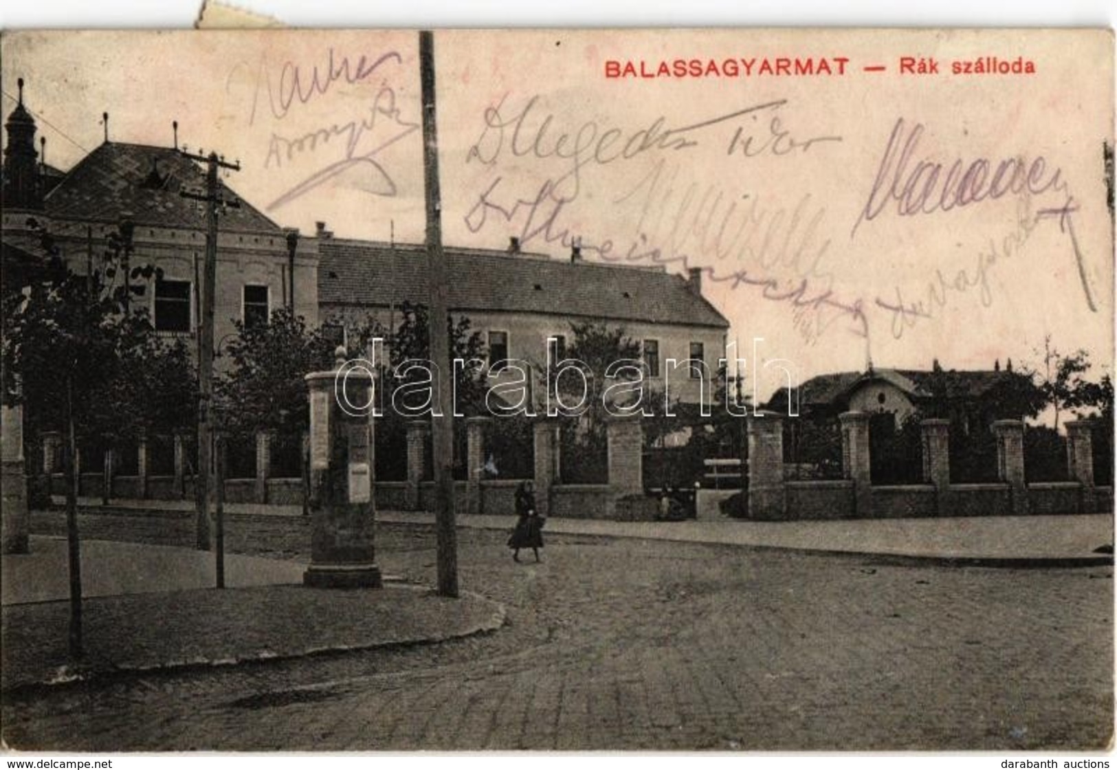 T2/T3 1911 Balassagyarmat, Rák Szálloda, Hirdetőoszlop. Kiadja Halyák István (r) - Non Classés