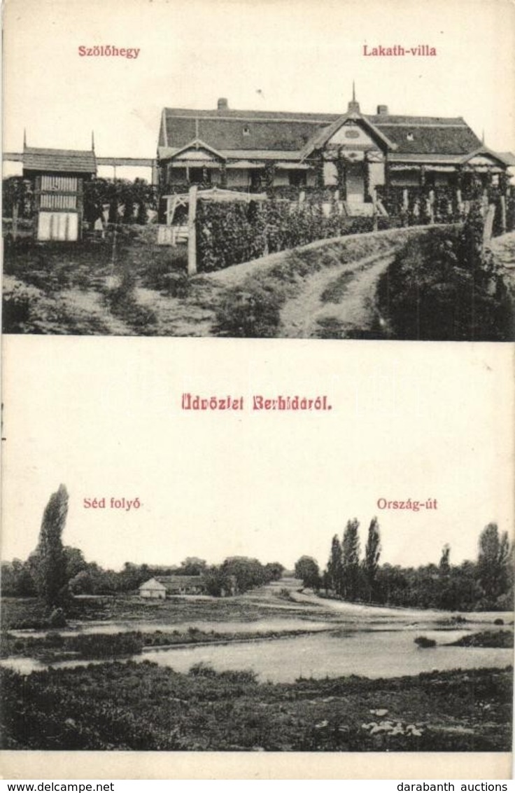 T2 1912 Berhida, Szőlőhegy, Lakath Villa, Séd Folyó, Országút - Unclassified