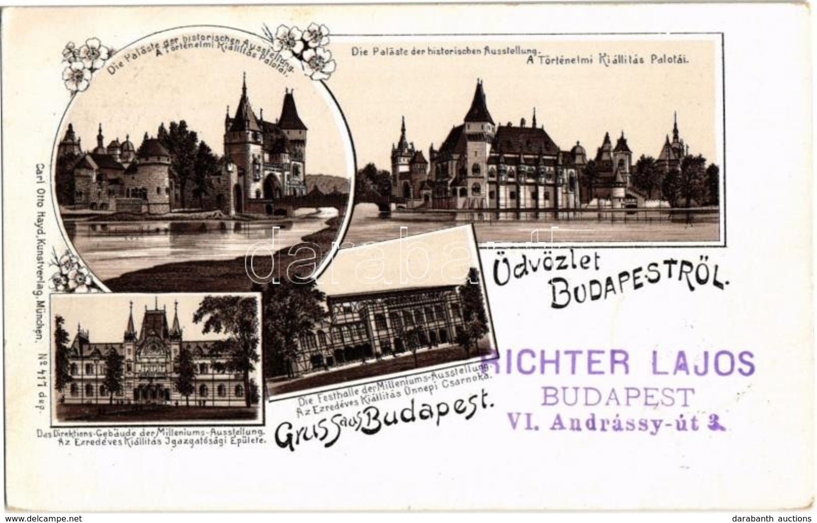 T2 1897 Budapest, Történelmi Kiállítás Palotái, Ezredéves Kiállítás Igazgatósági épülete és ünnepi Csarnoka. Carl Otto H - Zonder Classificatie
