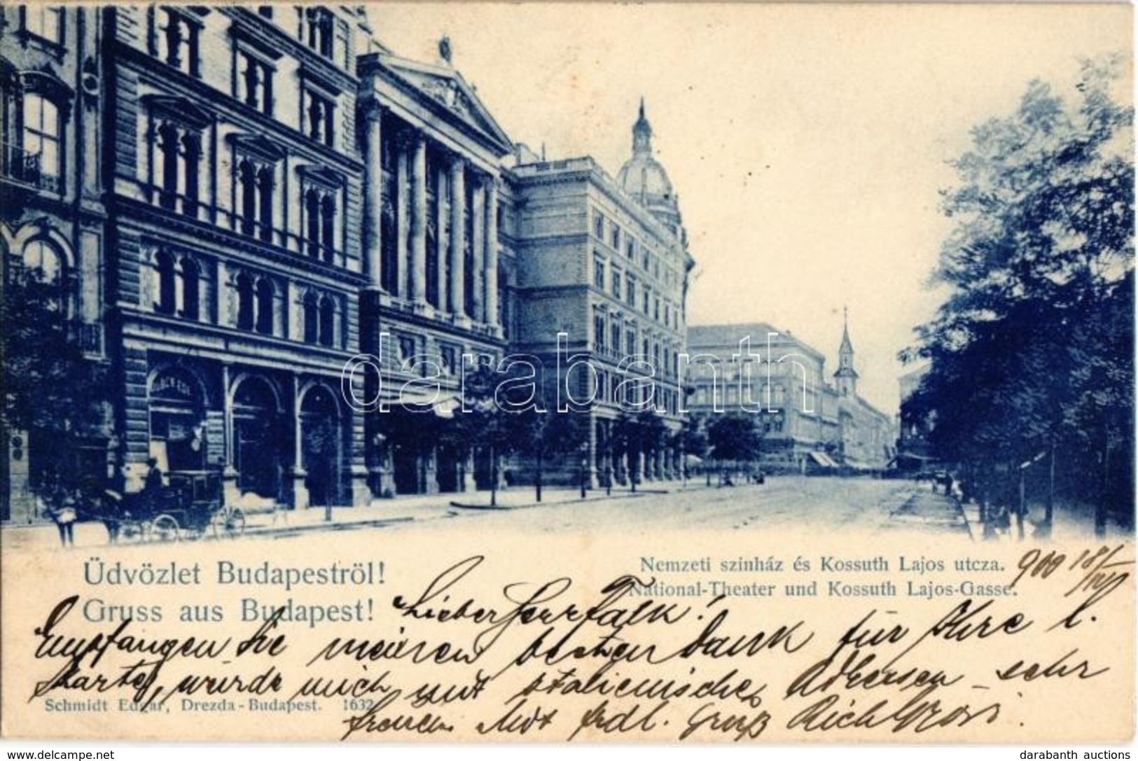T2 1900 Budapest VIII. Nemzeti Színház, Kossuth Lajos Utca, Dober Ede üzlete - Zonder Classificatie