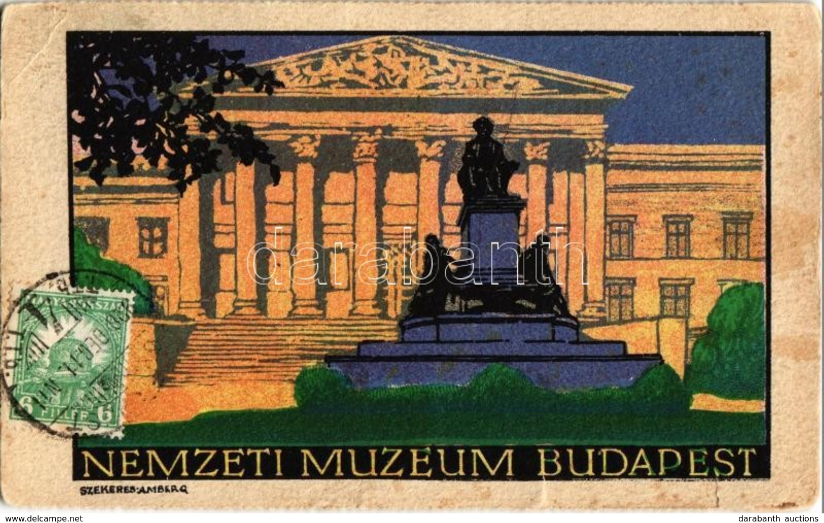 T3 Budapest VIII. Nemzeti Múzeum, A Magyar Földrajzi Intézet Kiadása. TCV Card S: Szekeres (szakadások / Tears) - Zonder Classificatie