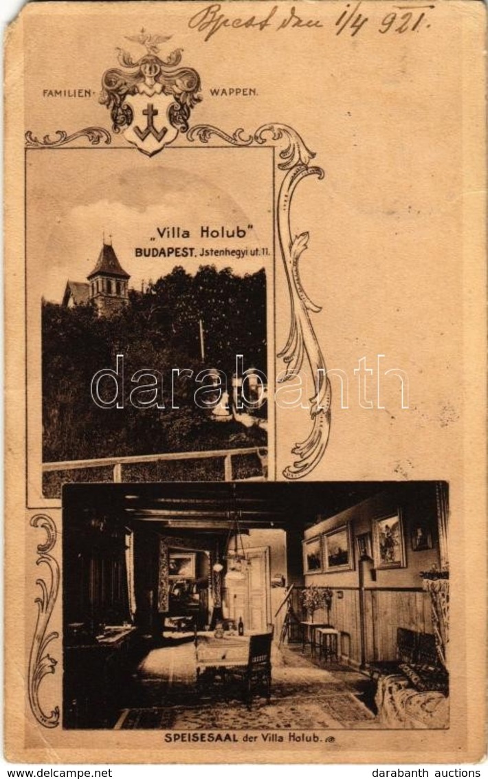 T3 1921 Budapest XII. Villa Holub, étkező, Belső. A Család Címere. Art Nouveau (EM) - Zonder Classificatie