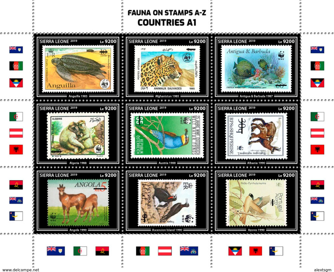 SIERRA LEONE 2019 - WWF Fauna On Stamps A1. Official Issue. - Andere & Zonder Classificatie