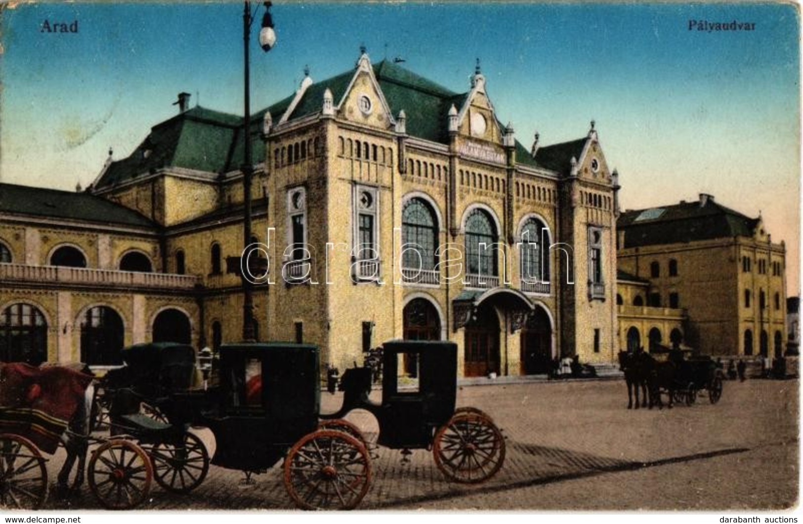 T2/T3 Arad, Pályaudvar, Vasútállomás, Hintók. Kiadja Kerpel Izsó / Railway Station, Horse-drawn Carriages (EK) - Unclassified