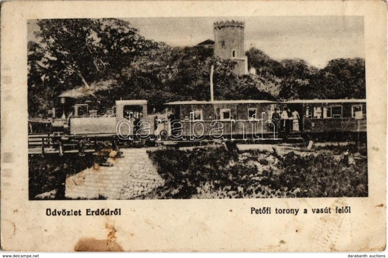 T2/T3 Erdőd, Ardud; Petőfi Torony A Vasút Felől, Gőzmozdony / Castle, Locomotive (fl) - Zonder Classificatie