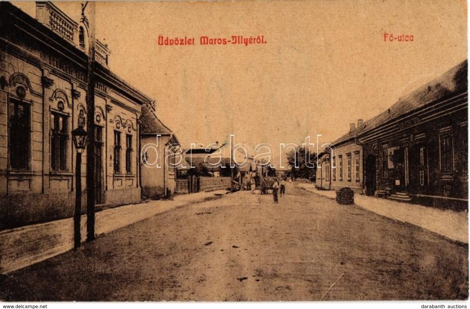 * T3 Marosillye, Ilia; Fő Utca, Takarékpénztár, Csots József és Társa üzlete. W. L. (?) / Main Street, Savings Bank, Sho - Zonder Classificatie