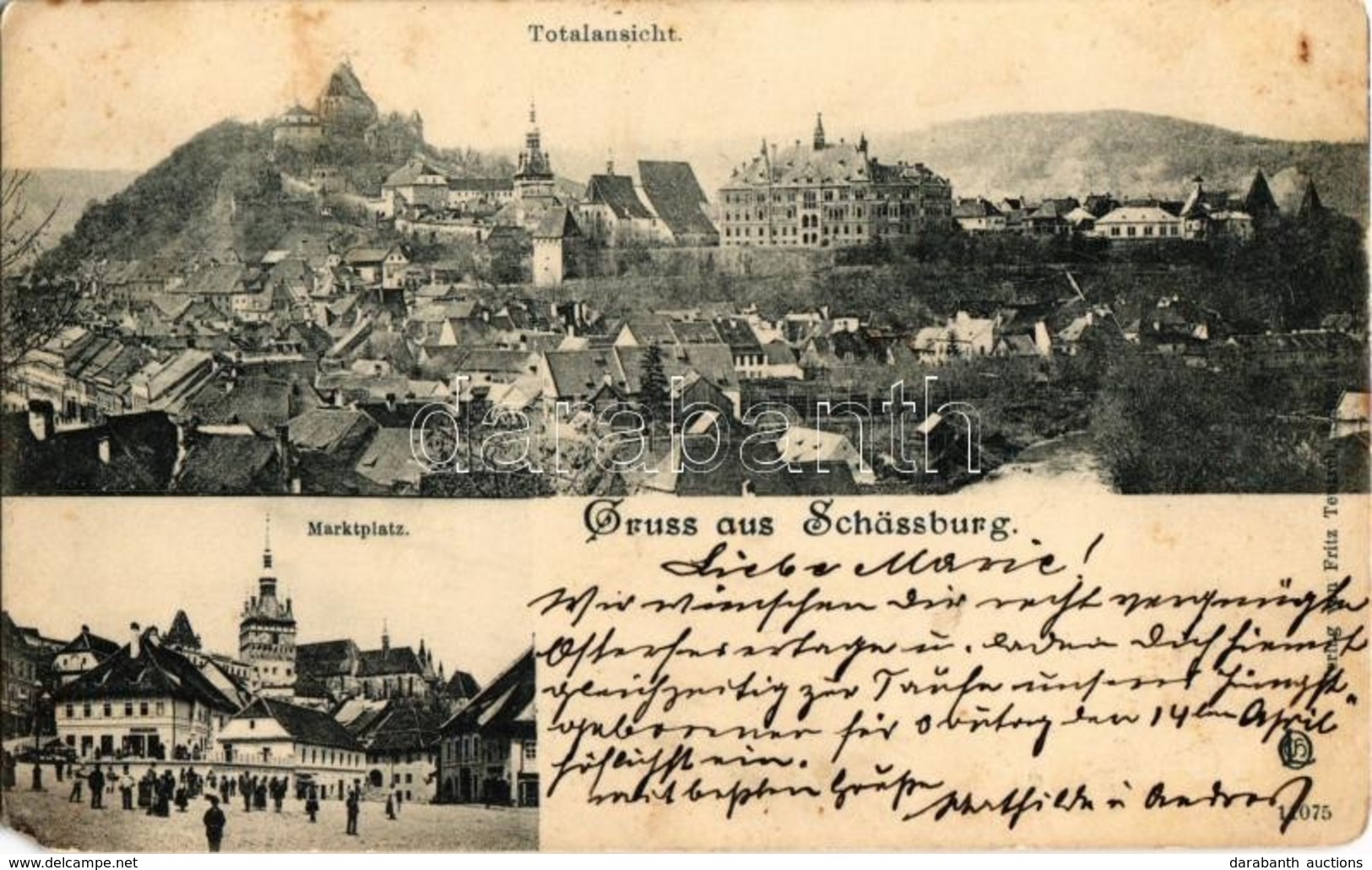 T3 1901 Segesvár, Schässburg, Sighisoara; Totalansicht, Marktplatz / Látkép, Vár, Piactér, Piaci árusok és üzletek. Kiad - Zonder Classificatie