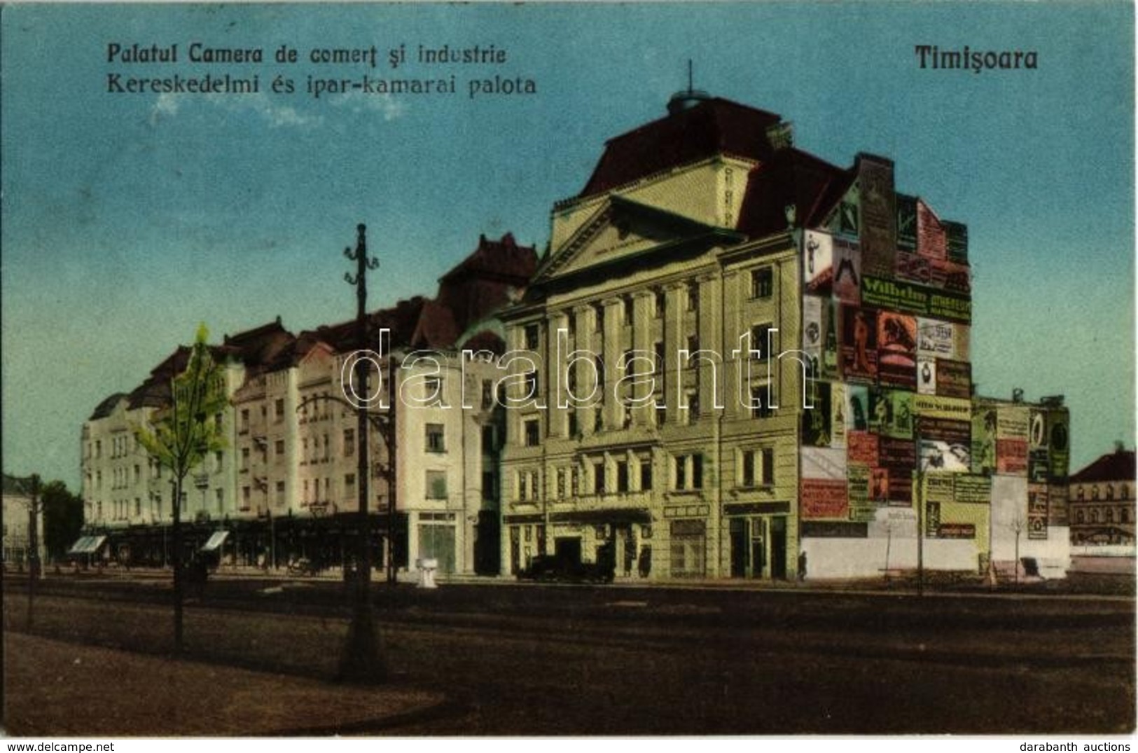 T1/T2 1928 Temesvár, Timisoara; Kereskedelmi és Iparkamarai Palota, Hirdetések A Falon (Atheneum, Wilhelm, Treml, Dura)  - Zonder Classificatie