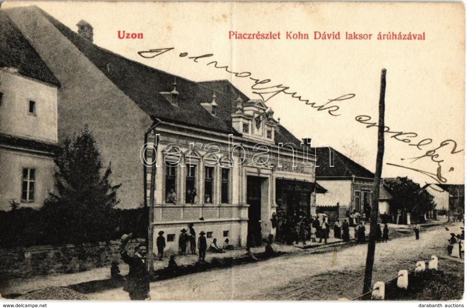 * T3/T4 1911 Uzon, Usendorf, Ozun; Piac Részlet Kohn Dávid Laksoráruházával. Kiadja Kohn Dávid / Street View With Shop ( - Zonder Classificatie