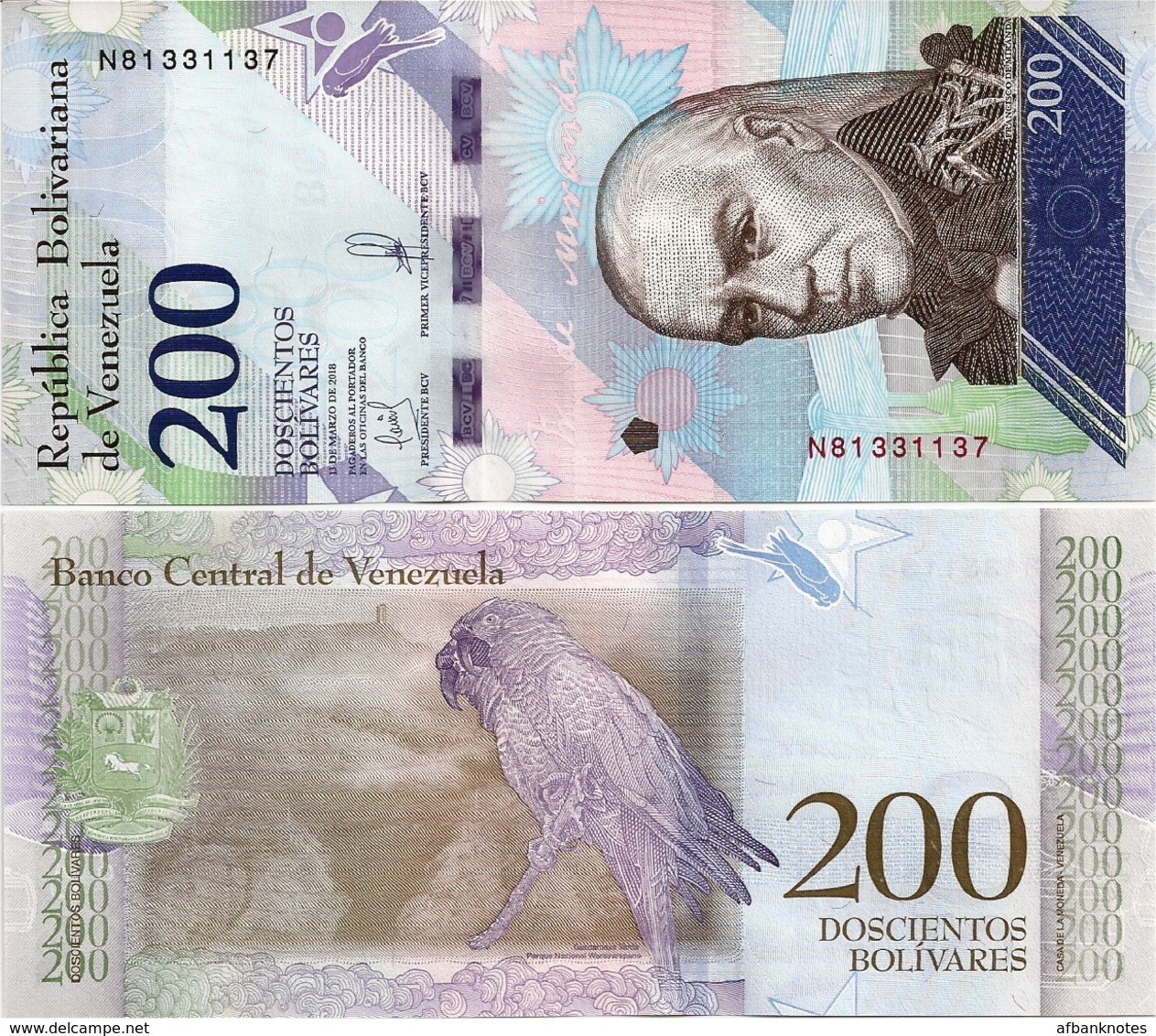 VENEZUELA       set 2-5-10-20-50-100-200-500 Bolívares       P-New       2018       UNC