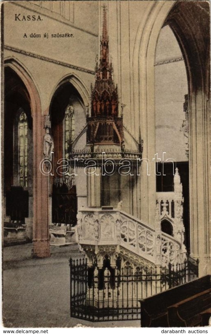 T2/T3 1908 Kassa, Kosice; A Dóm új Szószéke, Belső. Divald K. Fia / Cathedral Interior, Pulpit (EK) - Non Classés