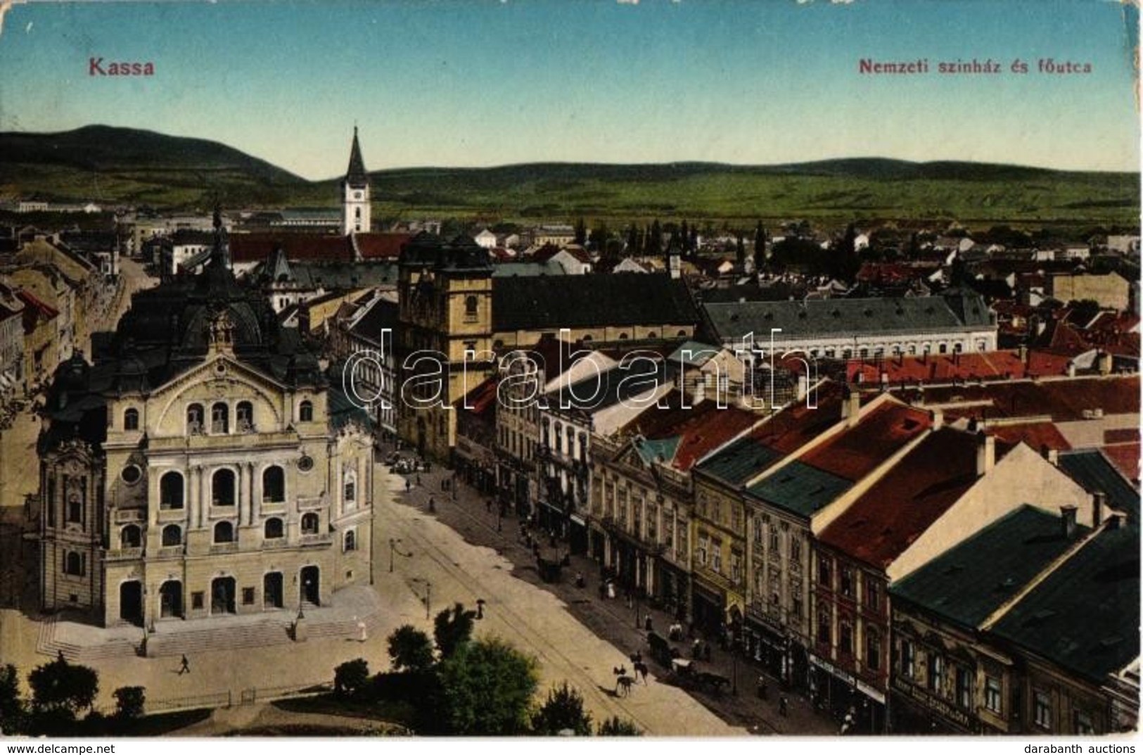 T2/T3 Kassa, Kosice; Nemzeti Színház és Fő Utca, Kovelly Sándor és Binder Ernő üzlete / Theatre And Main Street, Shops - Zonder Classificatie