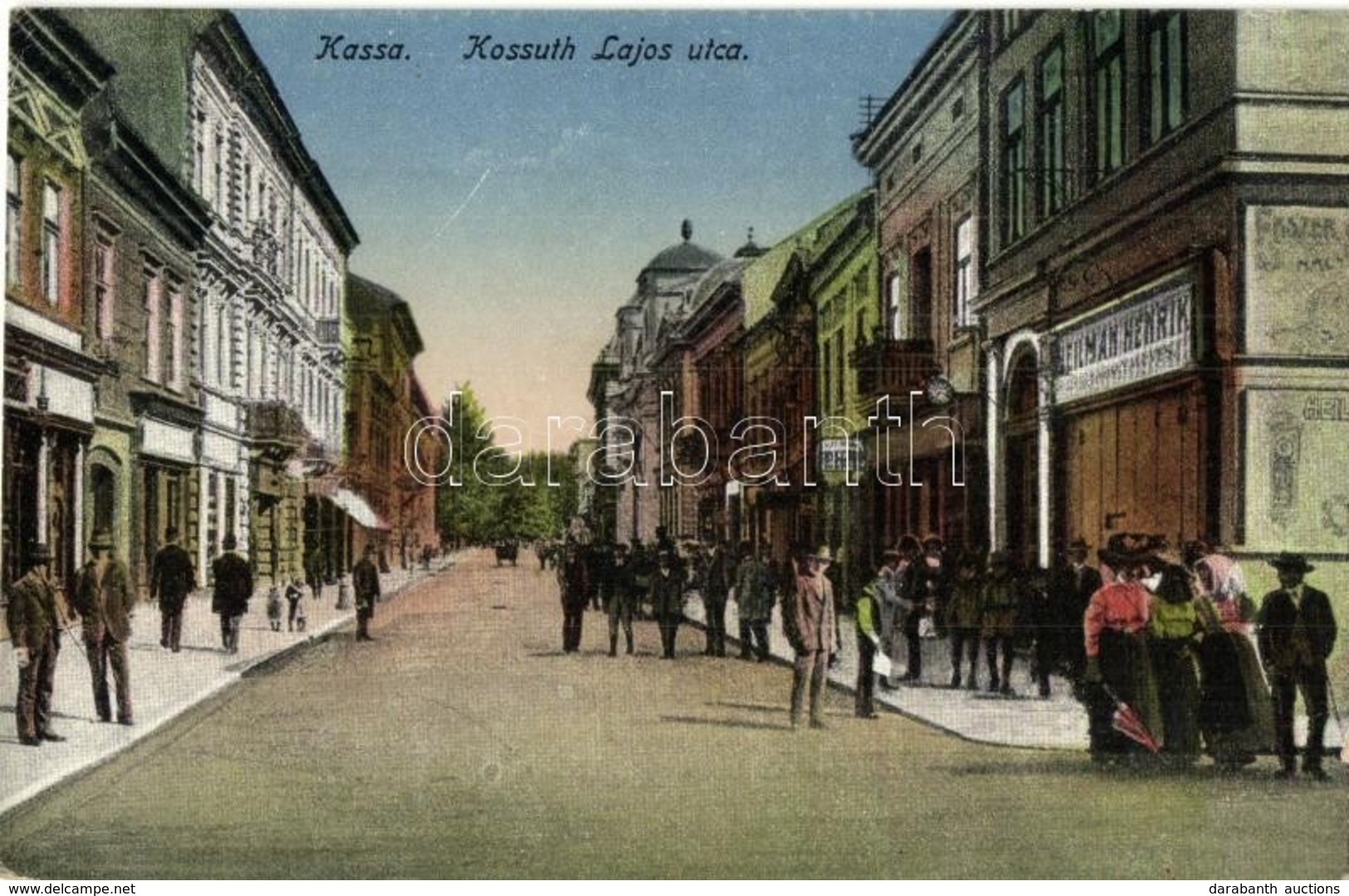 ** T2/T3 Kassa, Kosice; Kossuth Lajos Utca, Heilman Henrik üzlete / Street View, Shops (EK) - Unclassified