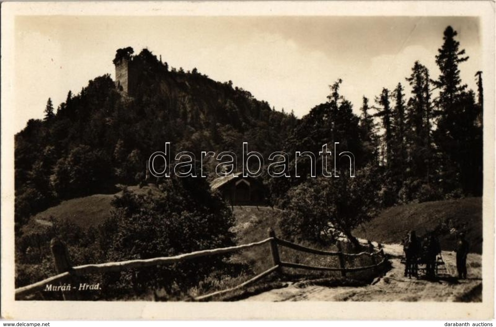 * T2 Murány, Murányalja, Murán; Murány Vára, Lovasszekér / Muransky Hrad / Castle, Horse Cart. Minuta - Zonder Classificatie