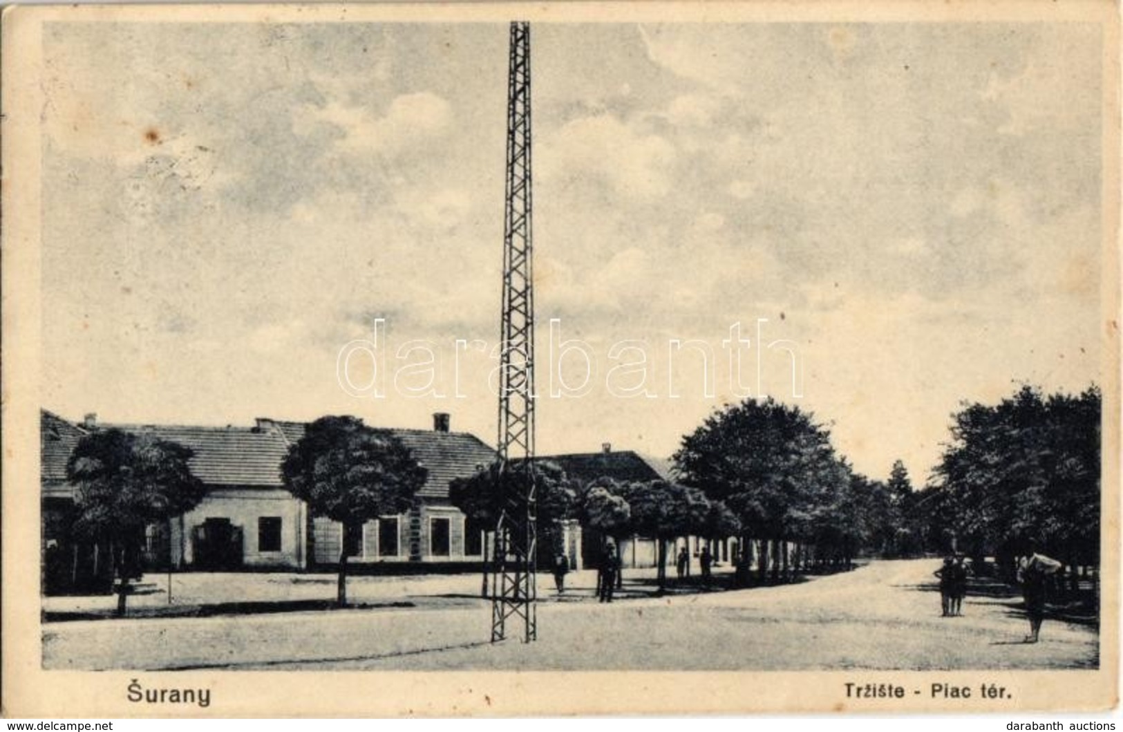 T2/T3 Nagysurány, Surany; Trziste / Piac Tér, Villanyoszlop. Kiadják A Schulcz Testvérek / Market Square, Electric Pylon - Zonder Classificatie