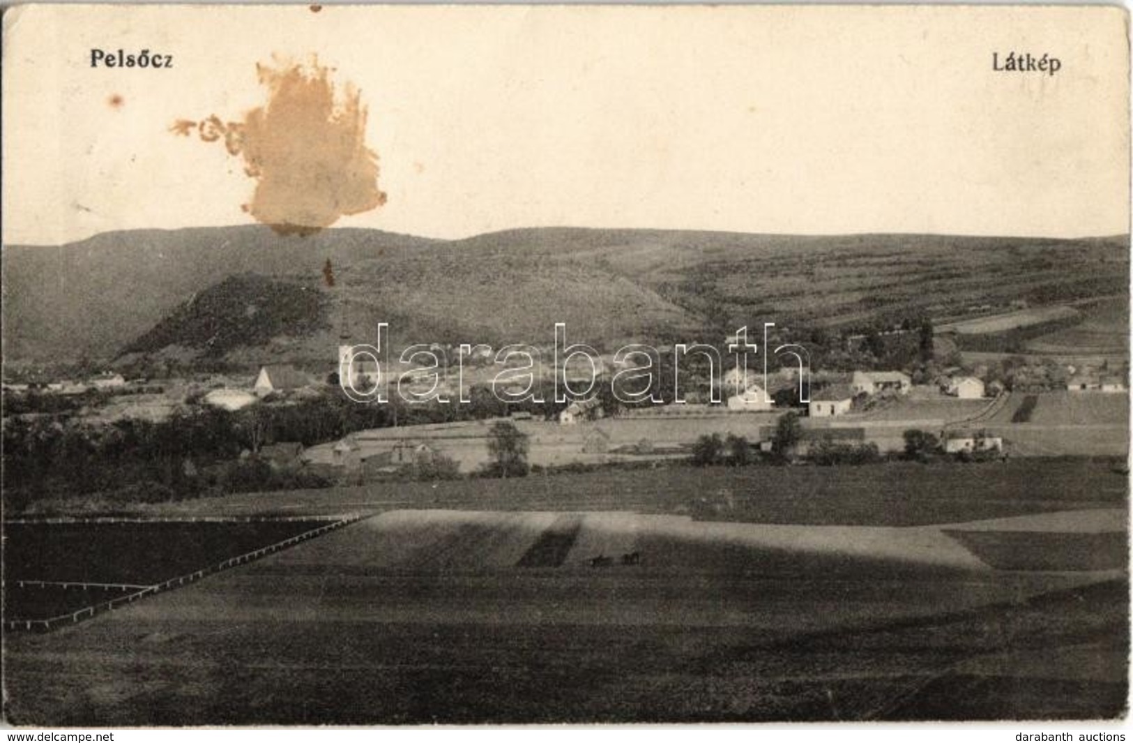 T2/T3 1914 Pelsőc, Plesivec; Látkép. Kiadja Pártos Mór / General View (fl) - Ohne Zuordnung