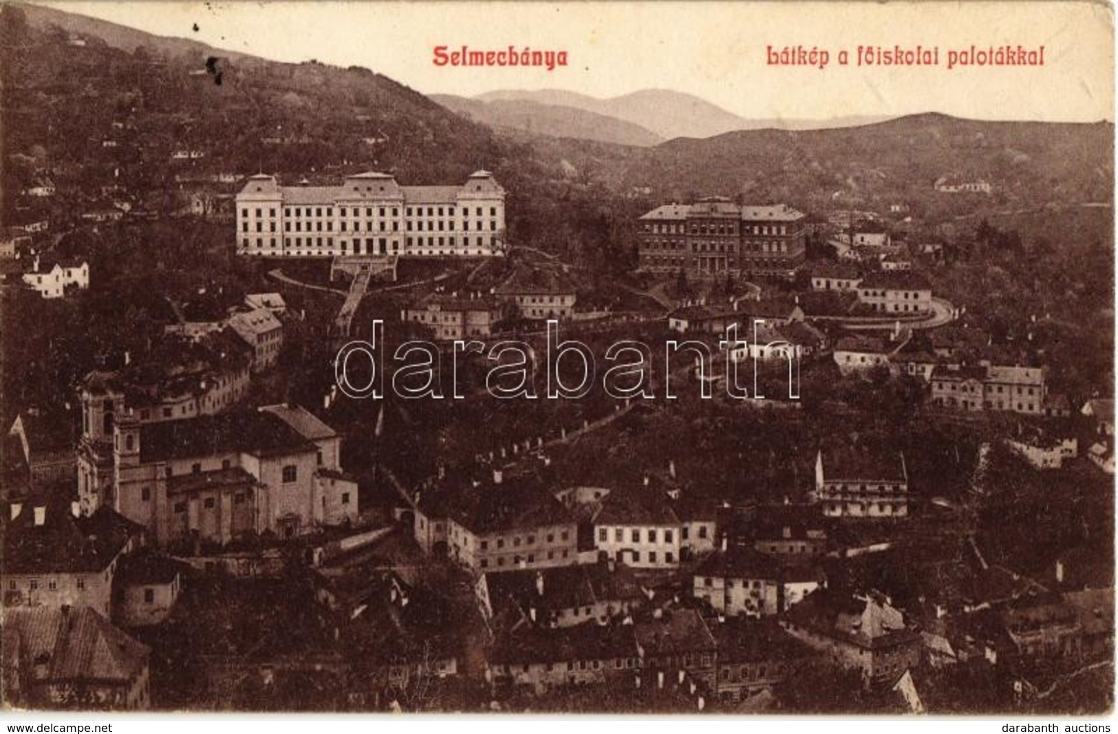 T2/T3 1907 Selmecbánya, Schemnitz, Banská Stiavnica; Látkép A Főiskolai Palotákkal / General View With College Palaces   - Zonder Classificatie