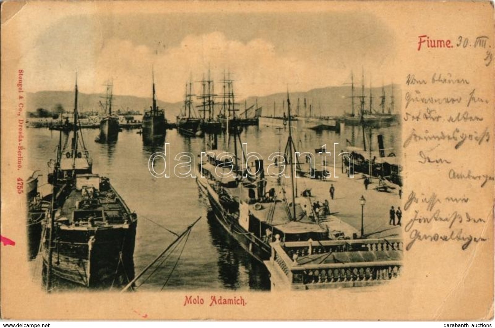 T2/T3 1899 Fiume, Rijeka; Molo Adamich / Port With Ships  (EK) - Unclassified