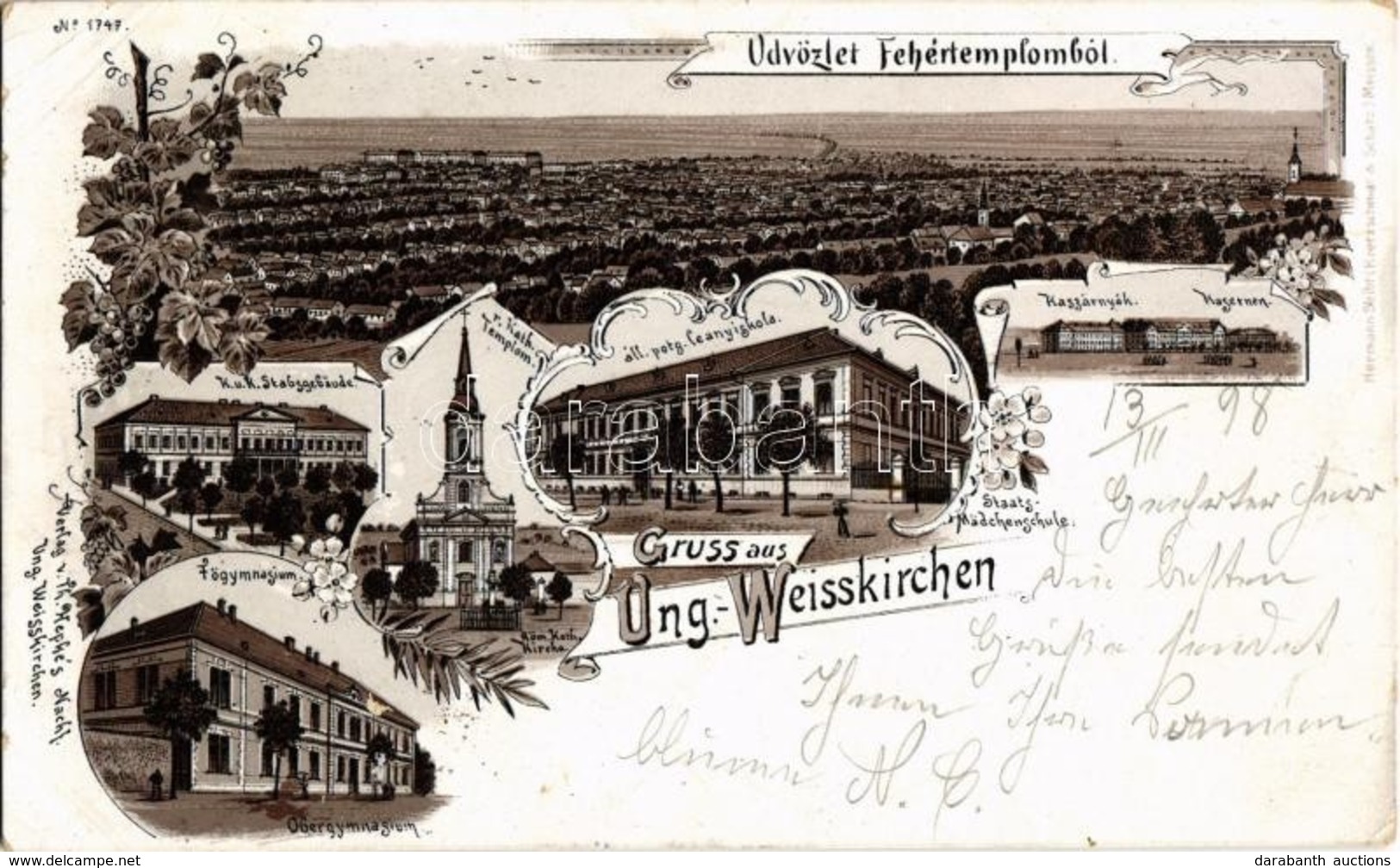T2/T3 1898 Fehértemplom, Ung. Weisskirchen, Bela Crkva; Főgimnázium, Kaszárnyák, Állami Polgári Leányiskola, Római Katol - Unclassified