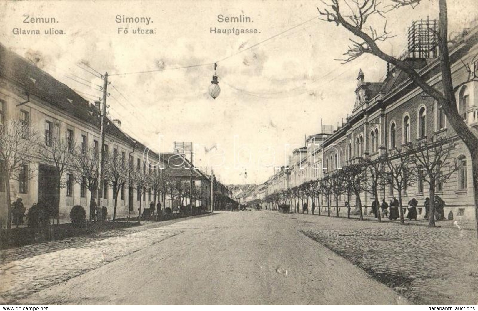 T3 Zimony, Semlin, Zemun; Fő Utca / Glavna Ulica / Main Street (tűnyomok / Pin Marks) - Non Classés