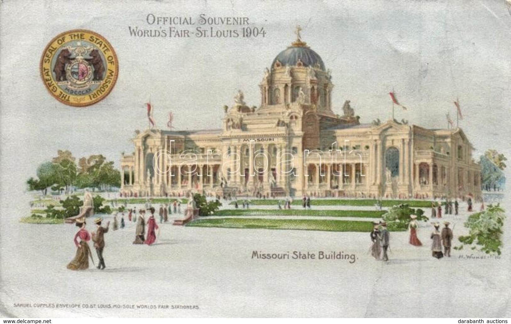 T2/T3 1904 Saint Louis, St. Louis; World's Fair, Missouri State Building. Samuel Cupples Silver Litho Art Postcard S: H. - Unclassified