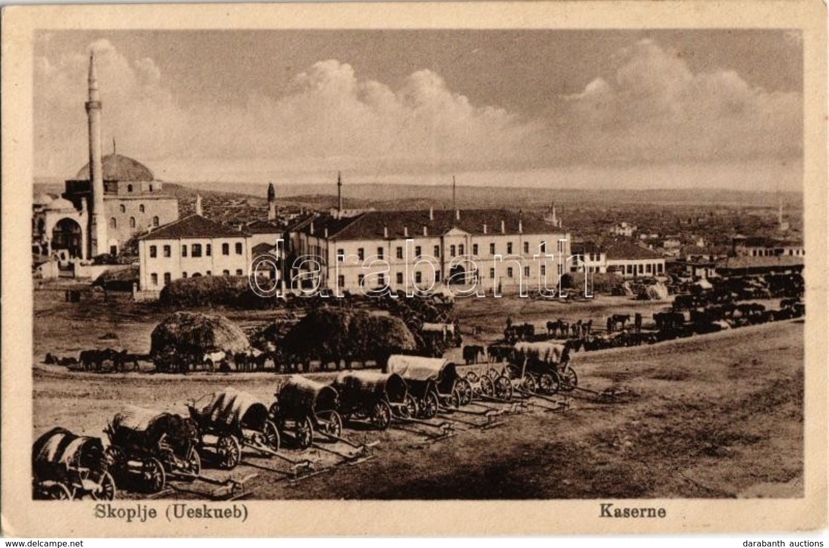 * T2/T3 1918 Skopje, Üsküb; Kaserne / Military Barracks With Train (EK) - Unclassified