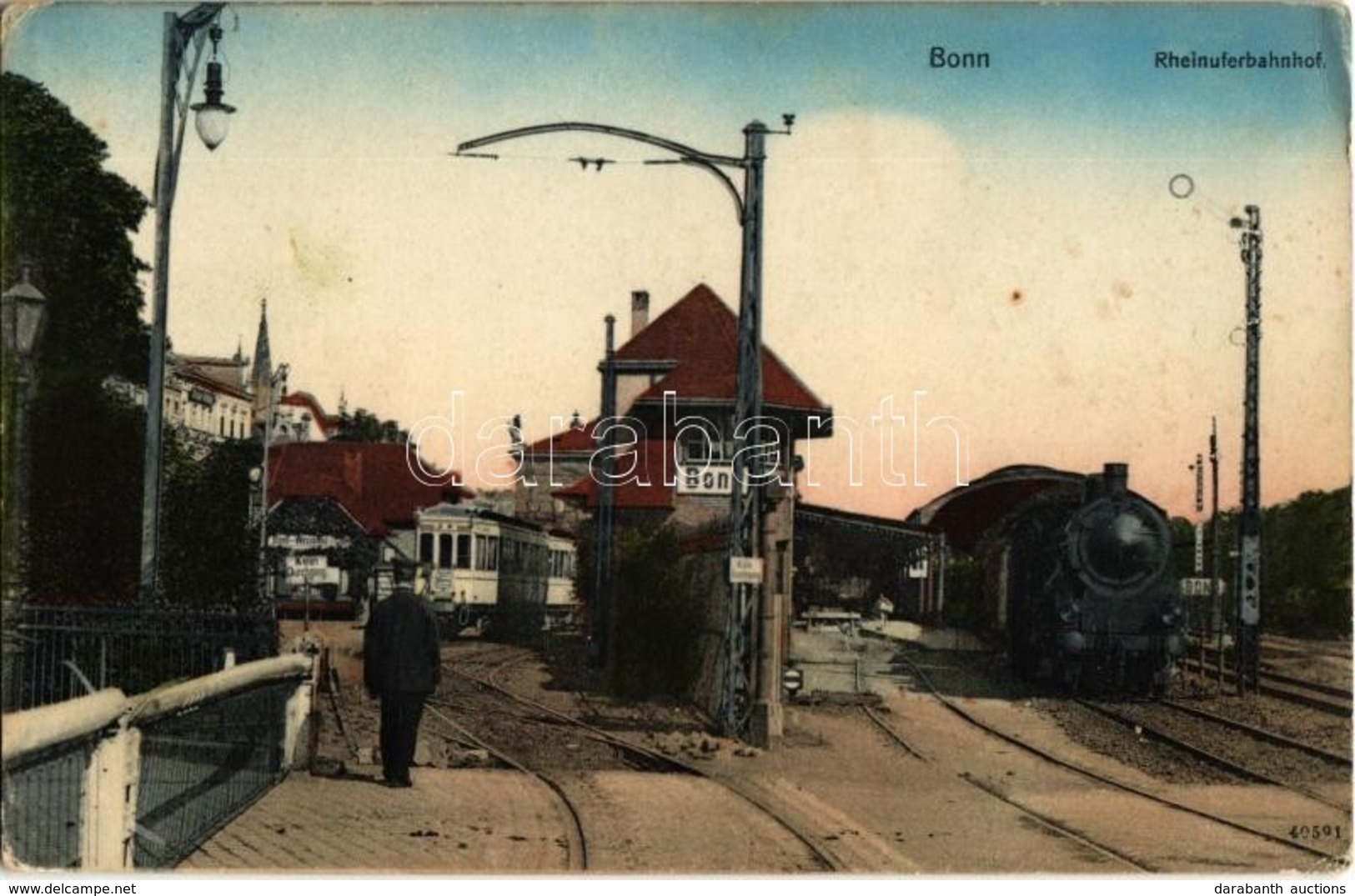 ** T2/T3 Bonn, Rheinuferbahnhof / Railway Station, Locomotive, Tram, Railwayman. Reinicke & Rubin (EK) - Unclassified