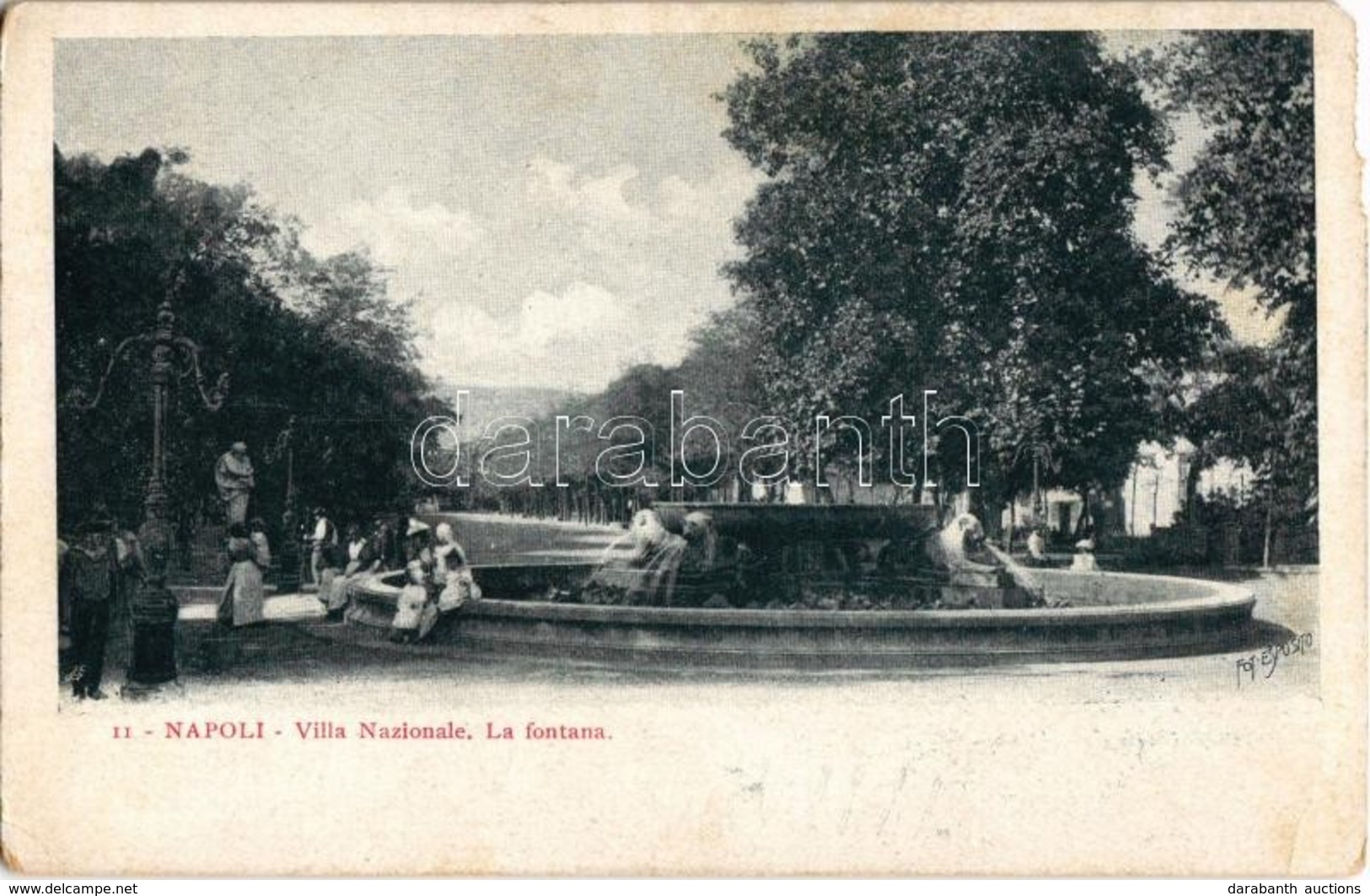 ** T4 Napoli, Villa Nazionale, La Fontana / Park, Fountain, Hotel Du Sempione Advertisement On The Backside (EM) - Unclassified