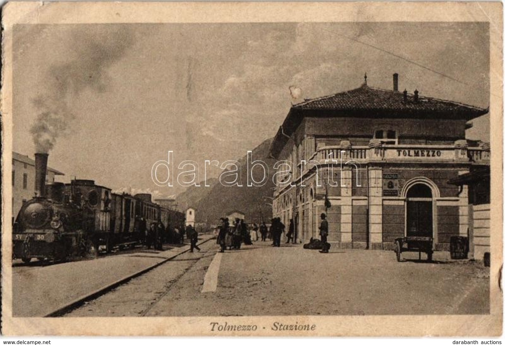 ** T2/T3 Tolmezzo, Tolmec, Tolmein; Stazione / Bahnhof / Railway Station With Locomotive (from Postcard Booklet) - Unclassified