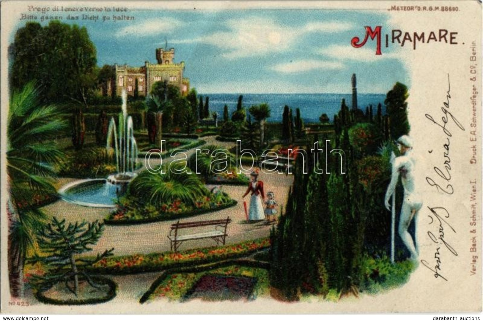 T2/T3 1899 Trieste, Trieszt; Miramare. Meteor No. 423. Hold To Light Litho (fa) - Unclassified