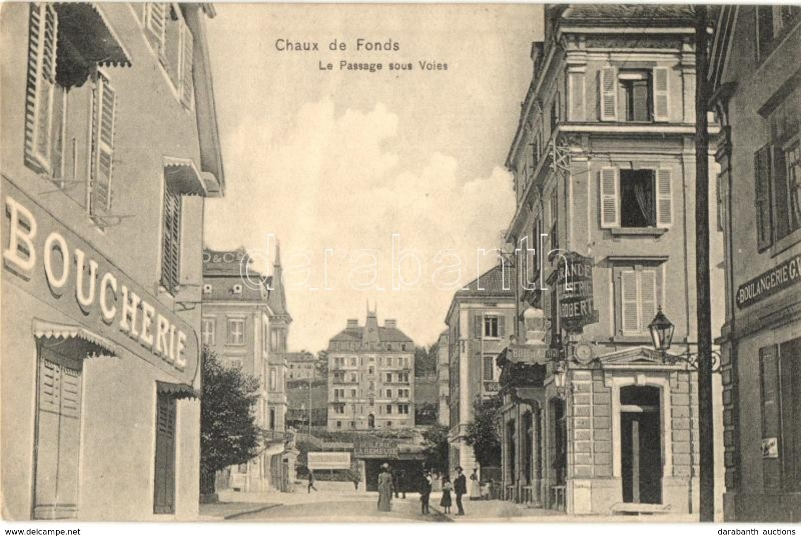 ** T2 La Chaux-de-Fonds, Le Passage Sous Voies; Boucherie, Huilerie La Semeuse, Biére De Munich, Grande Brasserie (?) Ro - Unclassified