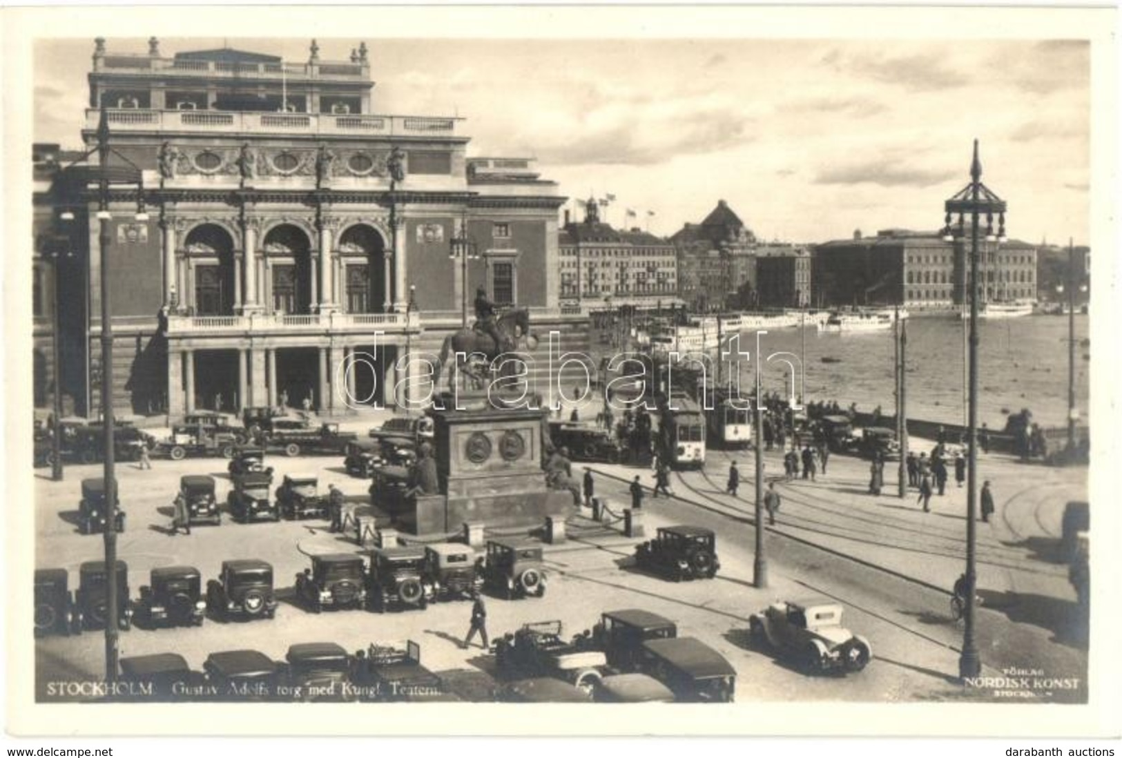 ** T1/T2 Stockholm, Gustav Adolfs Torg. Med Kungl. Teatern / Theatre, Statue Automobiles - Unclassified