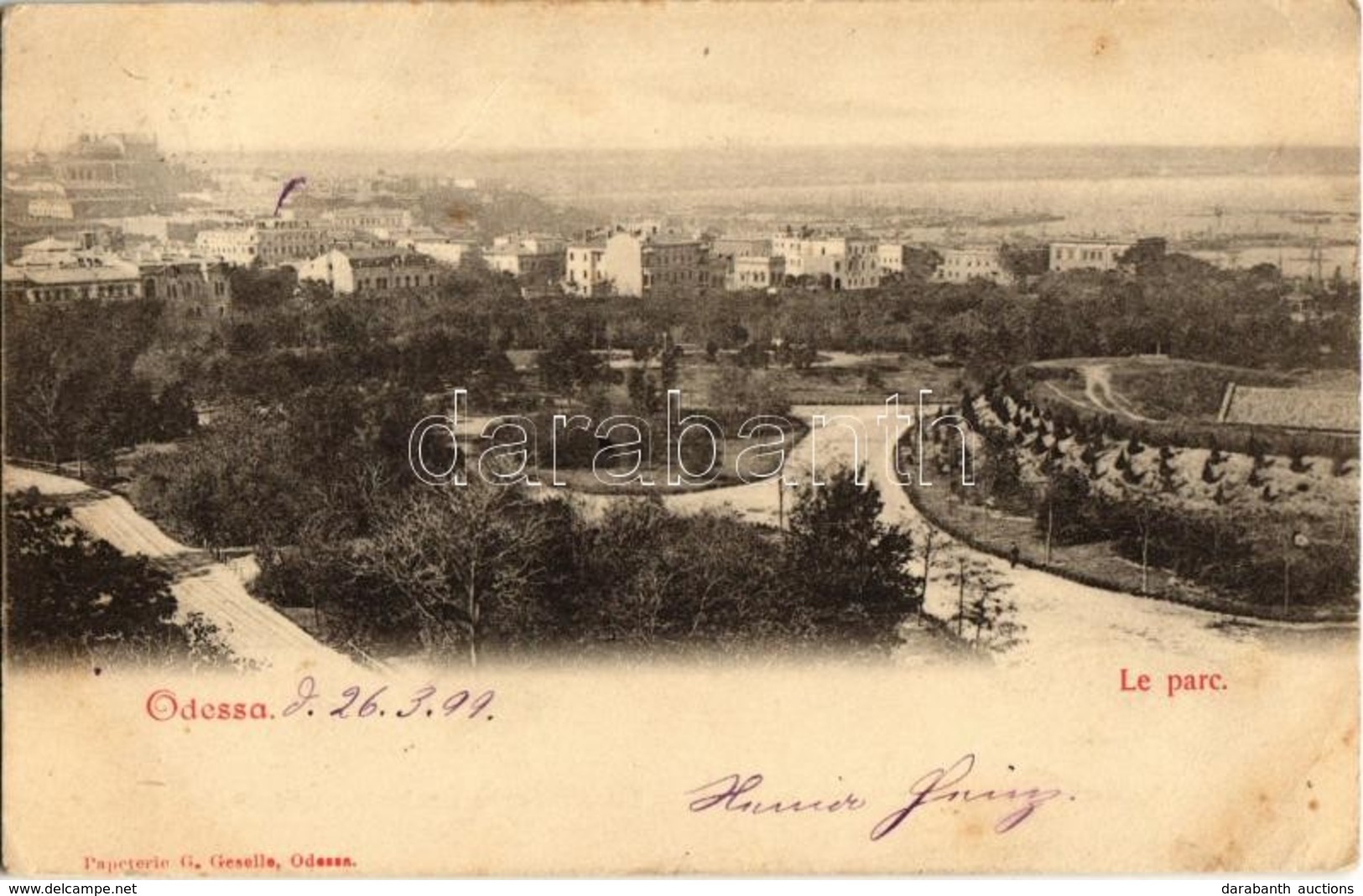 T2/T3 1899 Odessa, Le Parc. Papeterie G. Geselle / Park (EK) - Non Classés