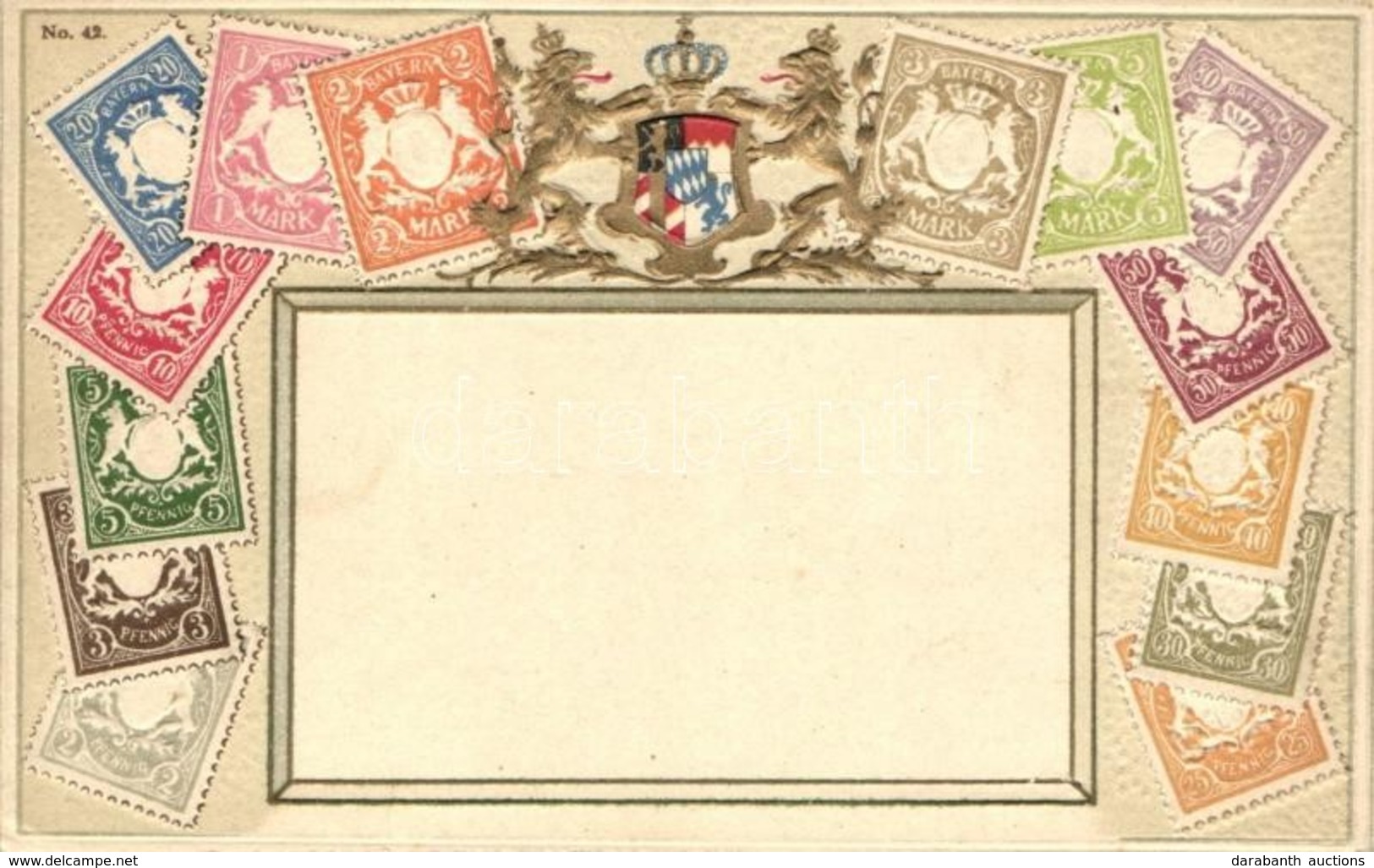 ** T4 Bavarian Set Of Stamps, Coat Of Arms Emb. Litho (pinhole) - Zonder Classificatie