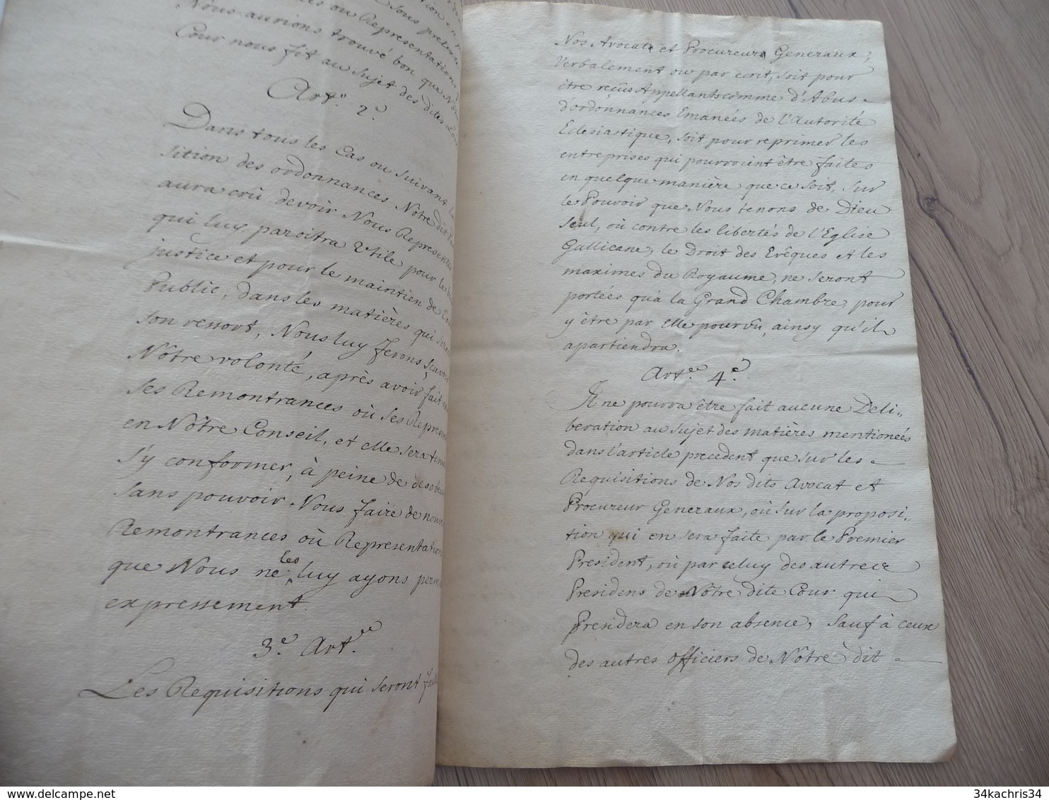 Copie Annoté XVIII XIX ème De La Déclaration Du 18/08/1732 Cours Parlement Paris Lois Religions Organisation De La Cour - Manuskripte