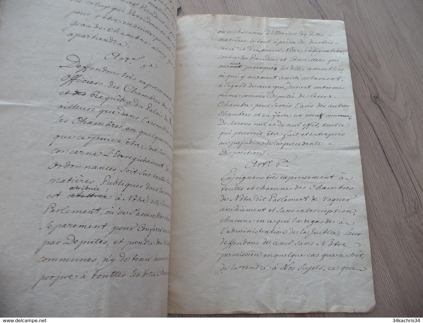Copie Annoté XVIII XIX ème De La Déclaration Du 18/08/1732 Cours Parlement Paris Lois Religions Organisation De La Cour - Manoscritti