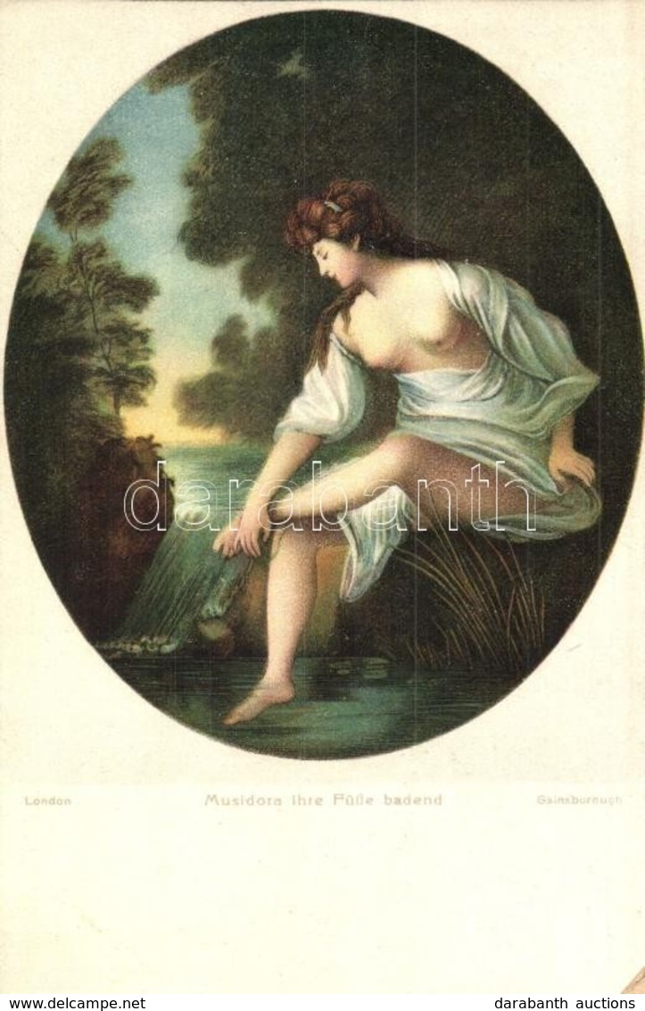** T2/T3 'Musidora Ihre Füsse Baden' / Nude Lady, Erotic Art Postcard, Stengel & Co. No. 29947. S: Thomas Gainsborough ( - Zonder Classificatie