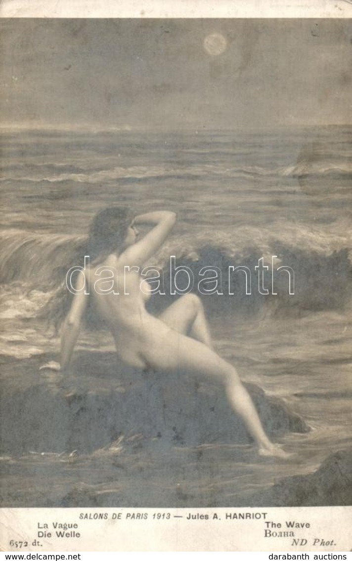 ** T2/T3 The Wave / Erotic Nude Art Postcard S: Jules A. Hanriot (EK) - Non Classés
