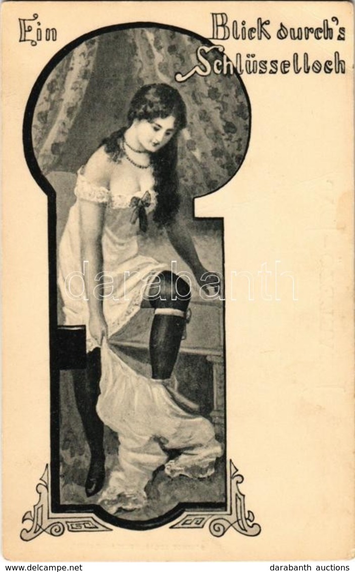 ** T2/T3 Ein Blick Durch's Schlüsselloch / A Look Through The Keyhole. Vintage Erotic Postcard. Art Nouveau (fa) - Zonder Classificatie