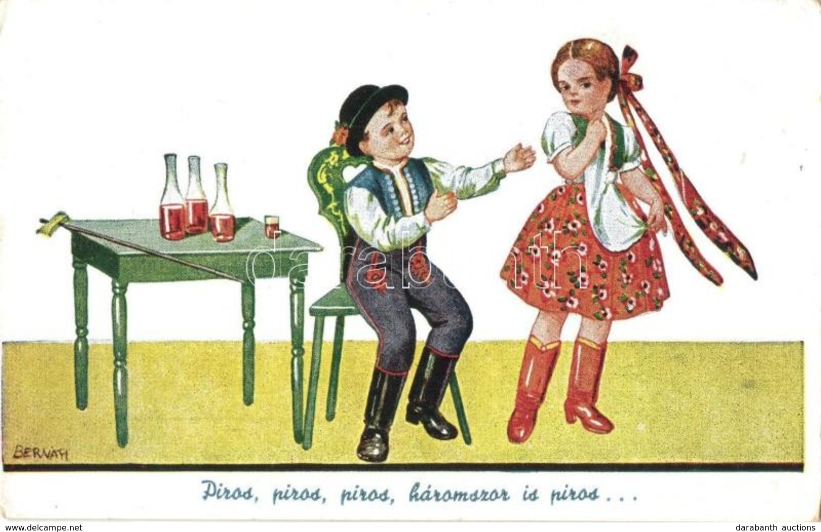 ** T2/T3 'Piros, Piros, Piros, Háromszor Is Piros' Boy And Girl, Hungarian Folklore, S: Bernáth (EK) - Zonder Classificatie